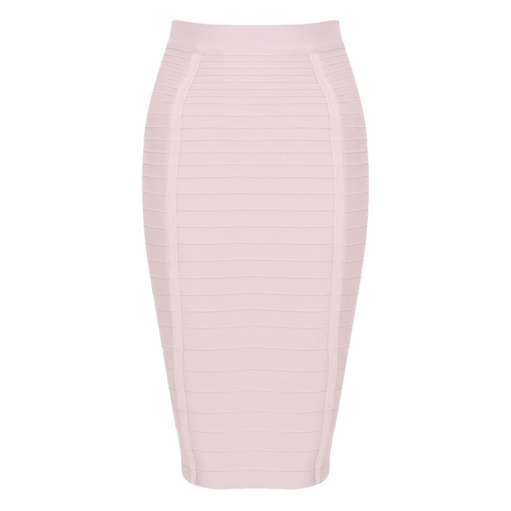 Striped Bandage High-Waisted Slimming Skirt