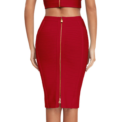 Striped Bandage High-Waisted Slimming Skirt