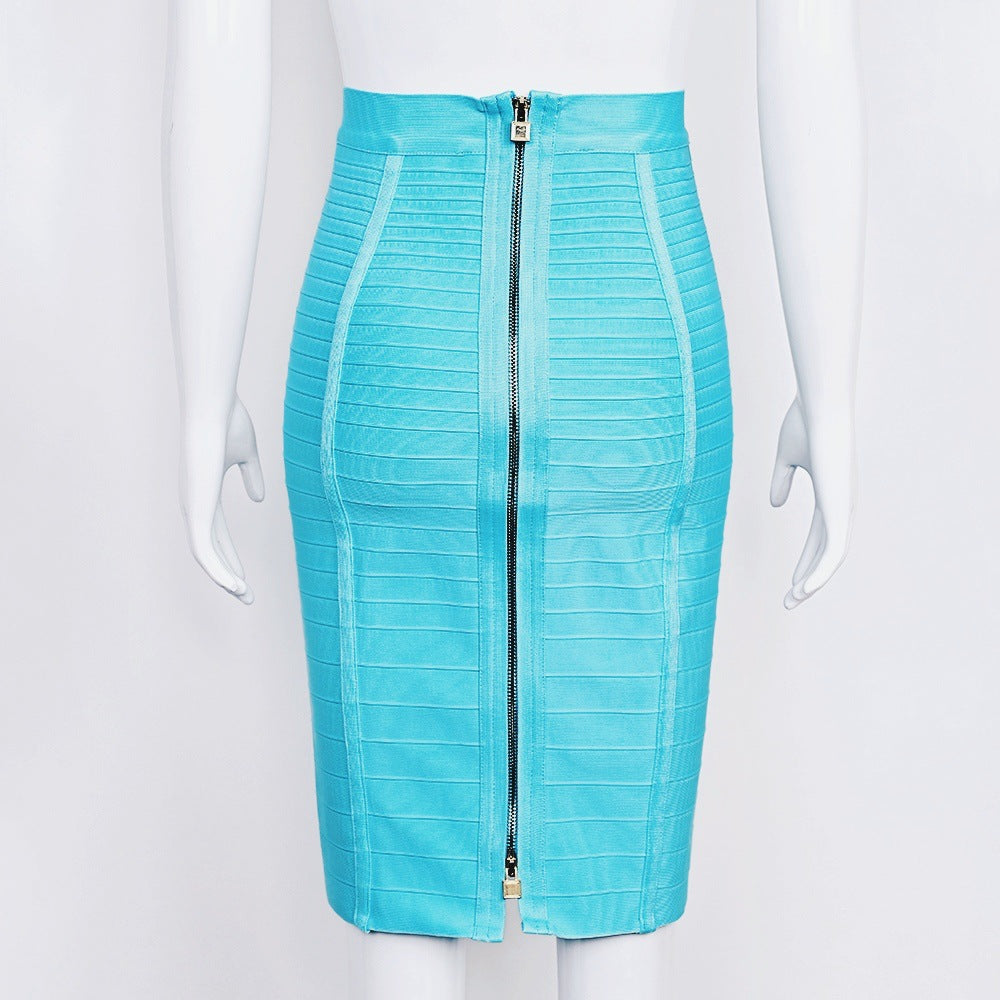 Striped Bandage High-Waisted Slimming Skirt
