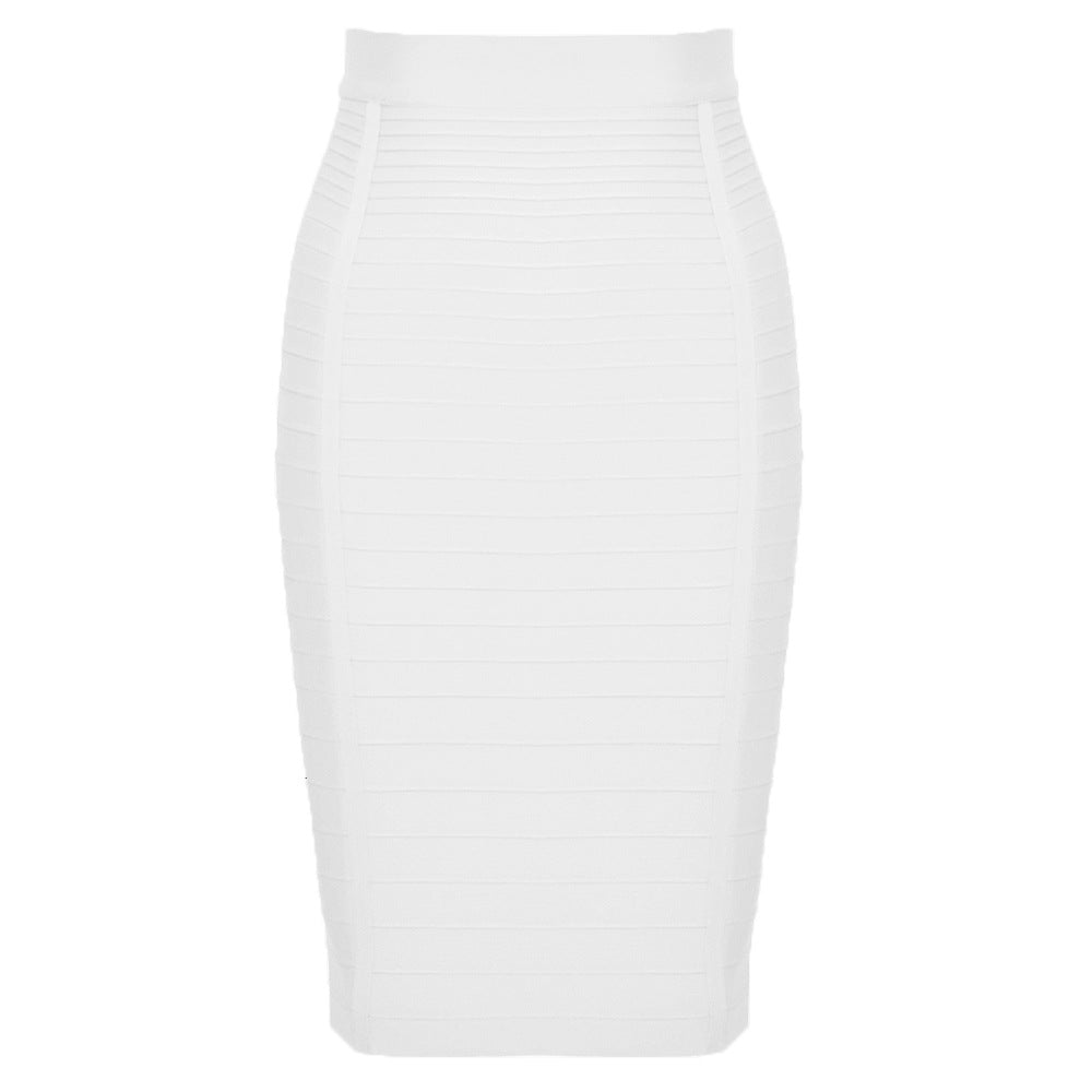 Striped Bandage High-Waisted Slimming Skirt