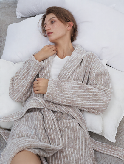 striped bathrobe