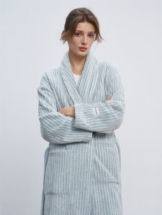 striped bathrobe