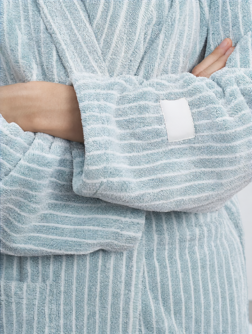 striped bathrobe