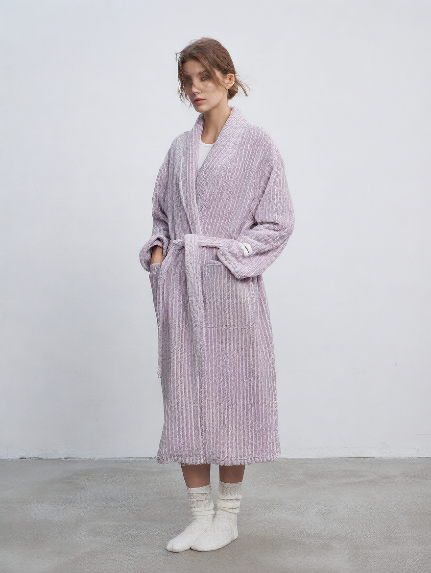 striped bathrobe