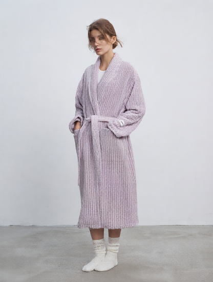 striped bathrobe