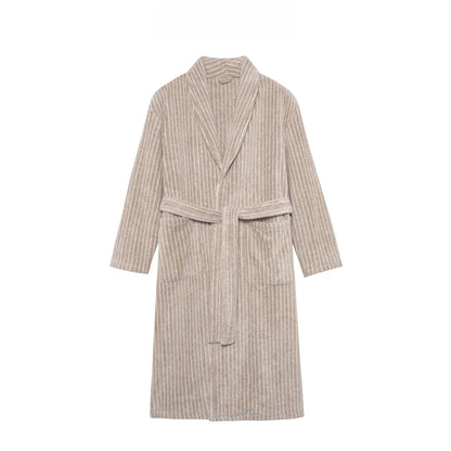 striped bathrobe
