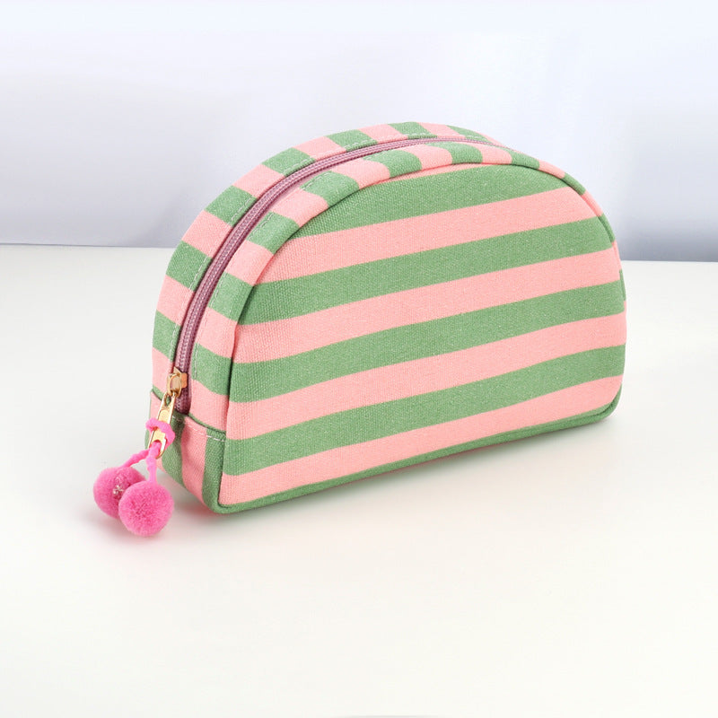 Striped Canvas Makeup Bag