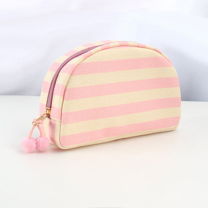 Striped Canvas Makeup Bag