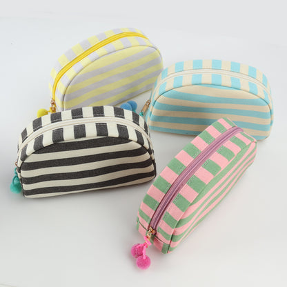 Striped Canvas Makeup Bag