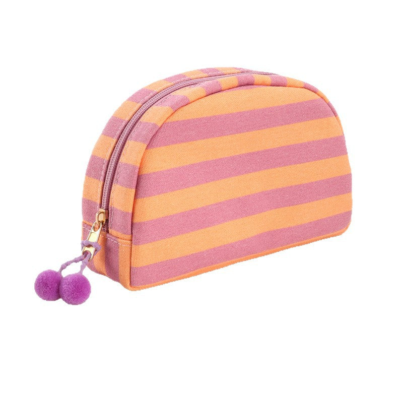 Striped Canvas Makeup Bag