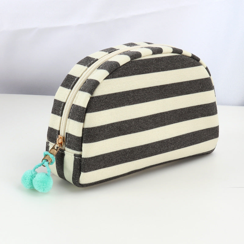 Striped Canvas Makeup Bag