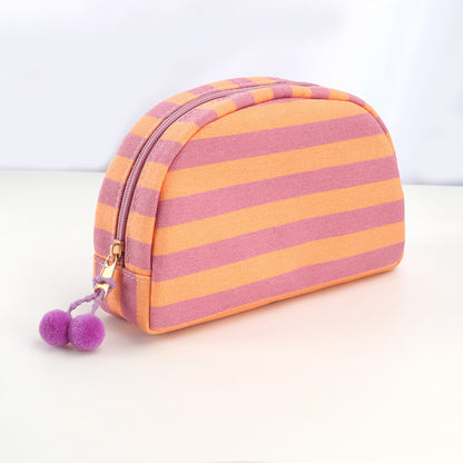 Striped Canvas Makeup Bag