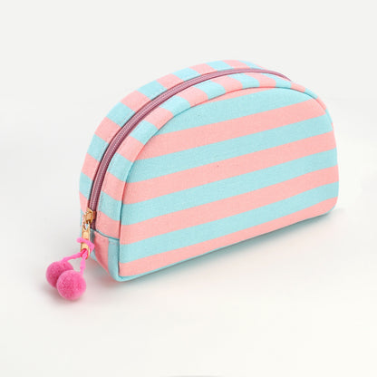 Striped Canvas Makeup Bag