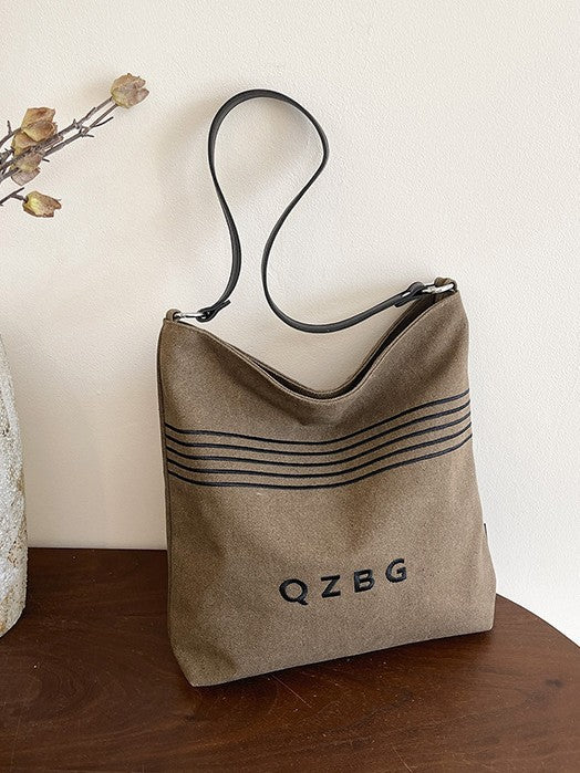 Striped Canvas Shoulder Bag