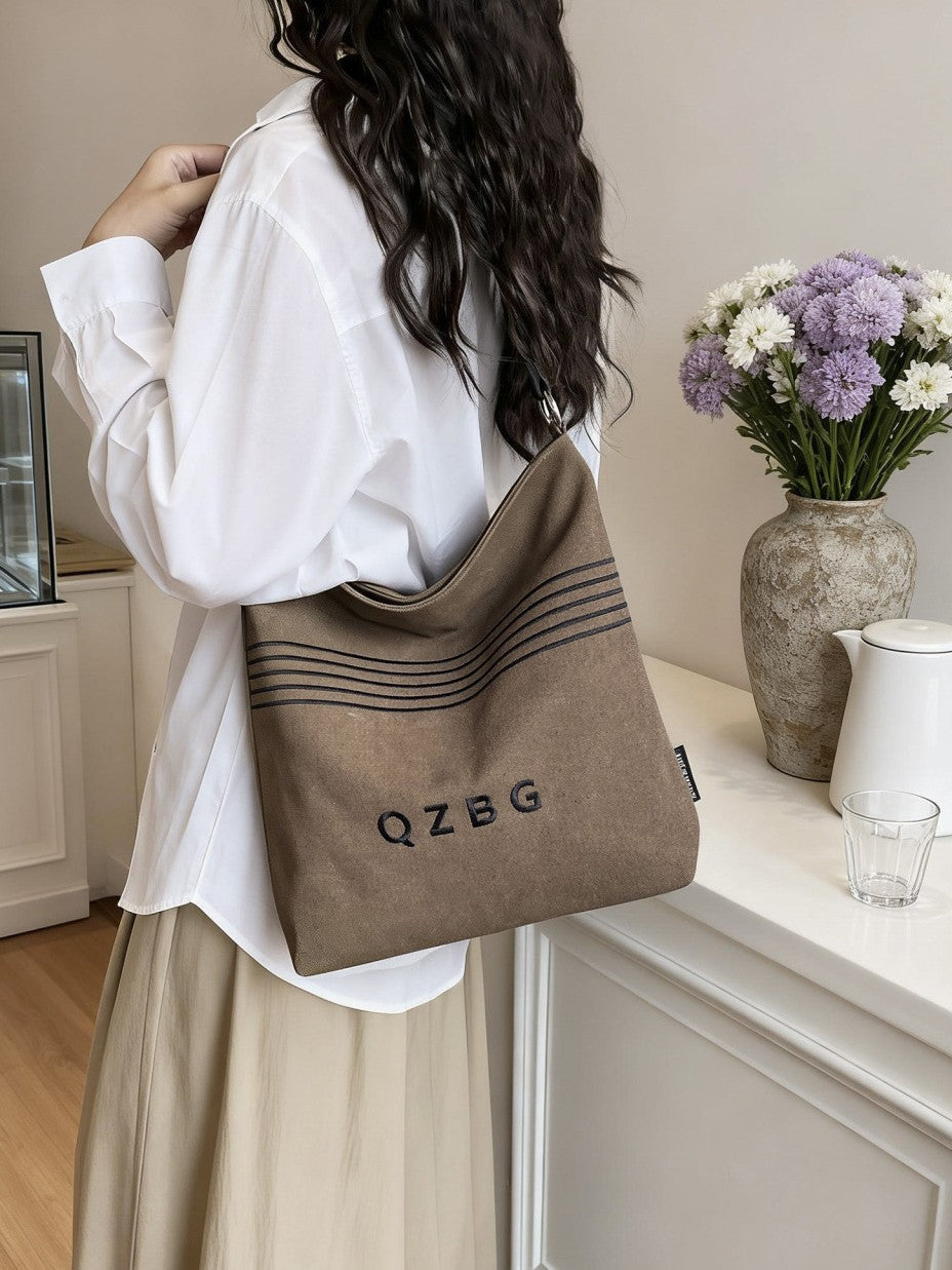 Striped Canvas Shoulder Bag