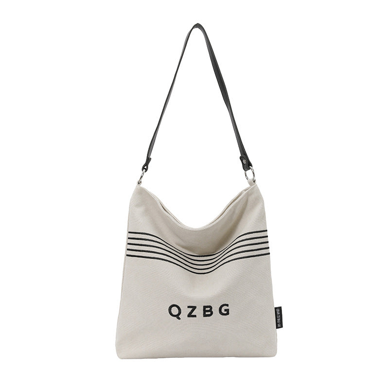 Striped Canvas Shoulder Bag