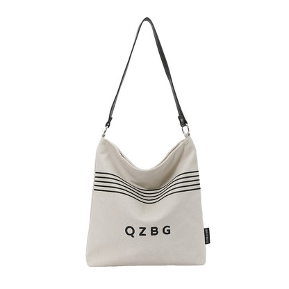 Striped Canvas Shoulder Bag