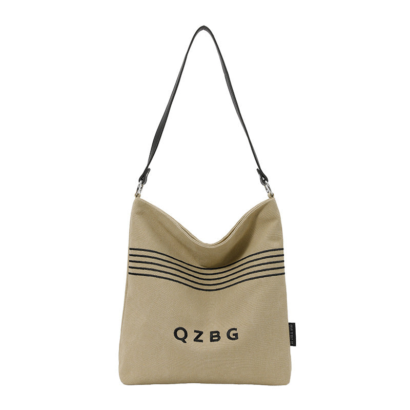 Striped Canvas Shoulder Bag