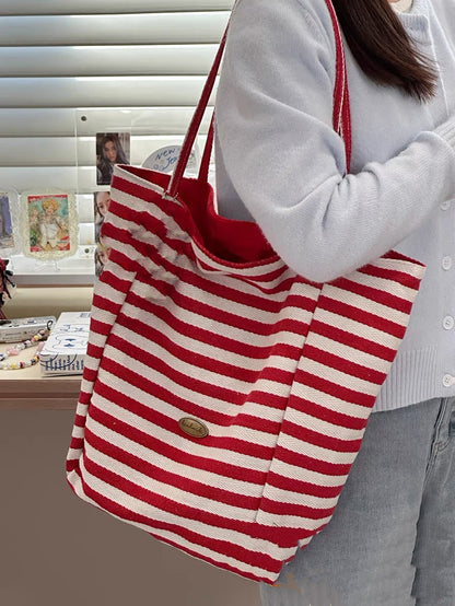 Striped Canvas Tote Bag