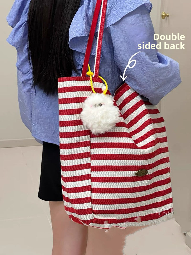 Striped Canvas Tote Bag