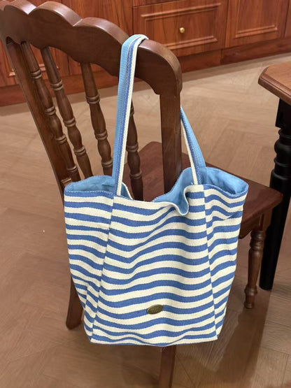 Striped Canvas Tote Bag