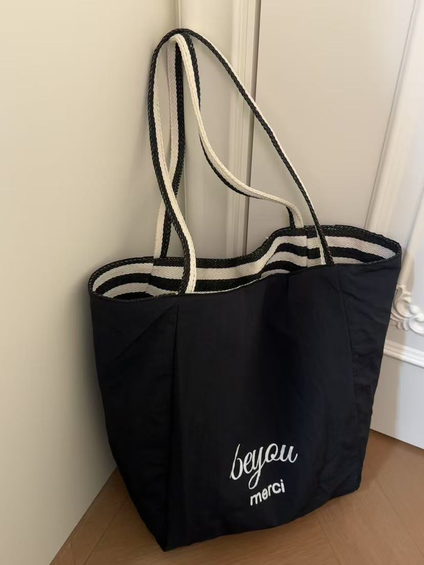 Striped Canvas Tote Bag
