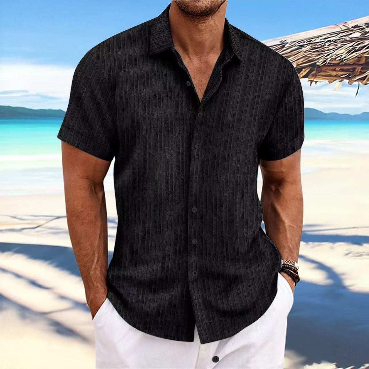 Striped Casual Short-Sleeved Shirt