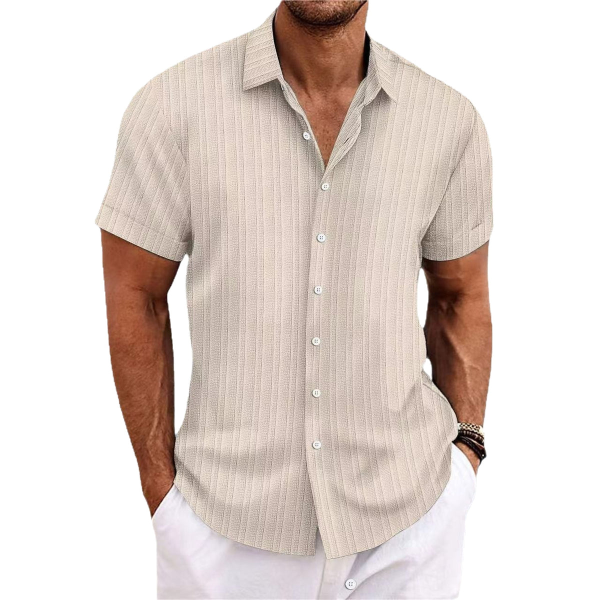 Striped Casual Short-Sleeved Shirt