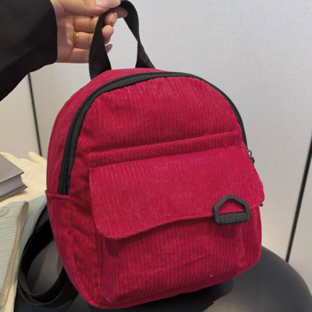 Striped Corduroy Mini Backpack