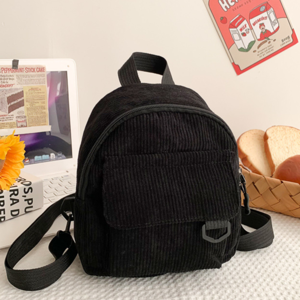Striped Corduroy Mini Backpack