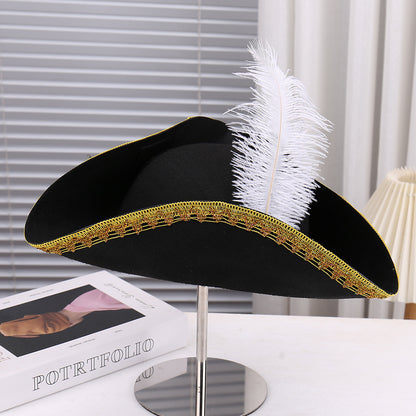 Striped Edge Party Hat with Feather