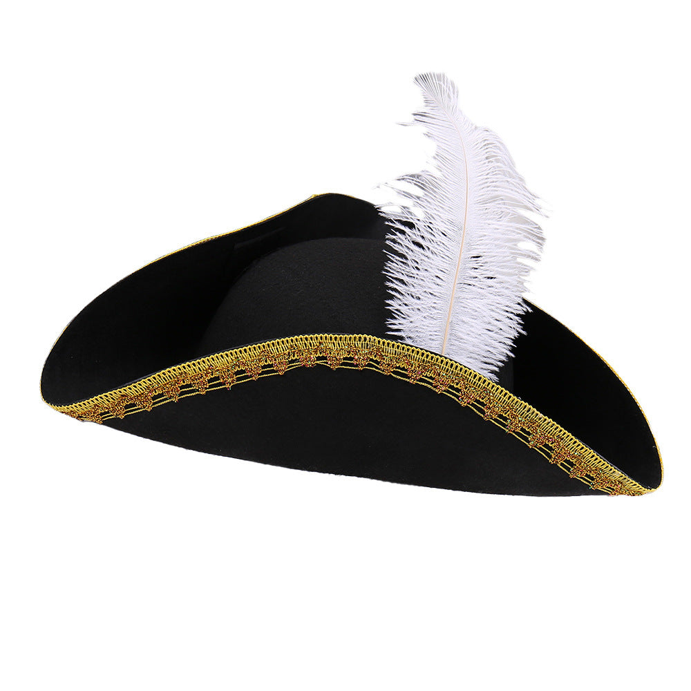 Striped Edge Party Hat with Feather