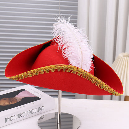 Striped Edge Party Hat with Feather