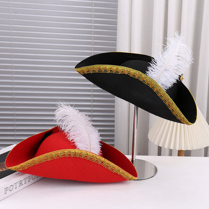 Striped Edge Party Hat with Feather