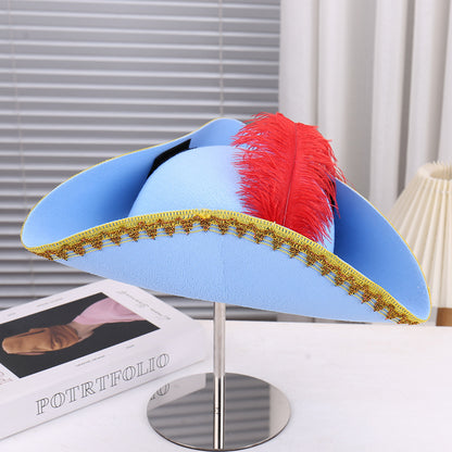 Striped Edge Party Hat with Feather