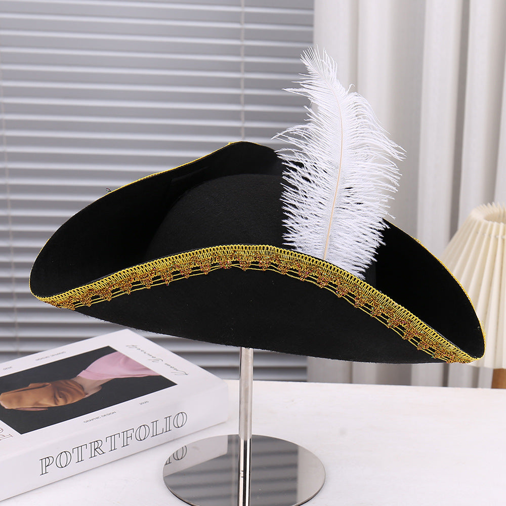 Striped Edge Party Hat with Feather