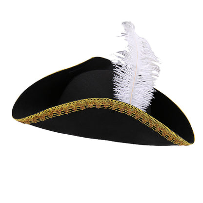 Striped Edge Party Hat with Feather