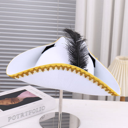 Striped Edge Party Hat with Feather