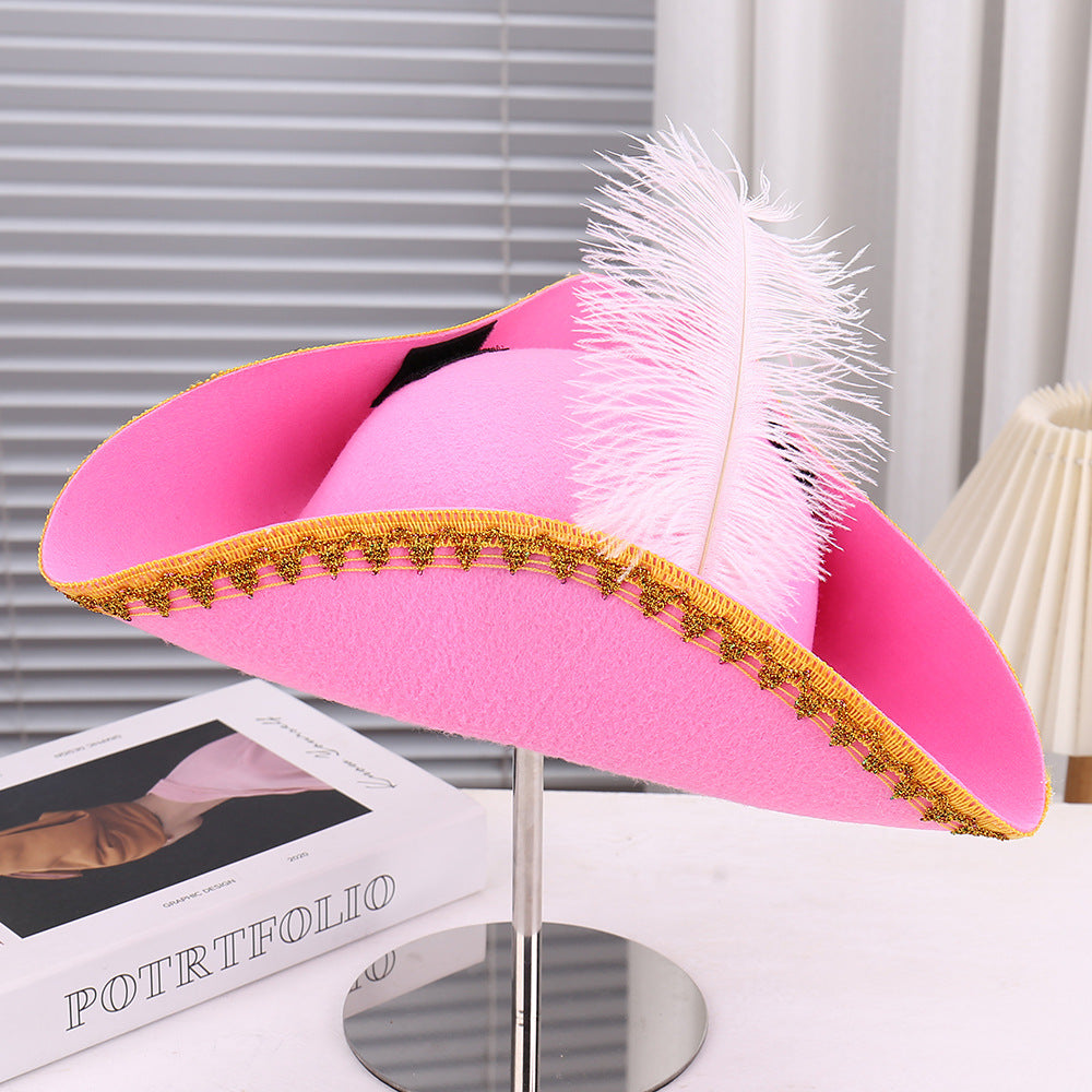 Striped Edge Party Hat with Feather