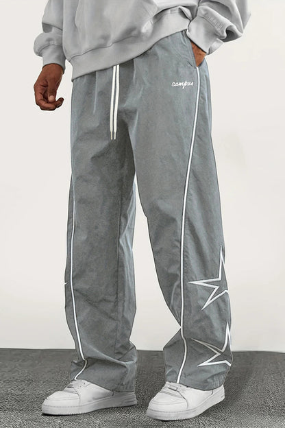Striped five-star workwear casual straight-leg pants