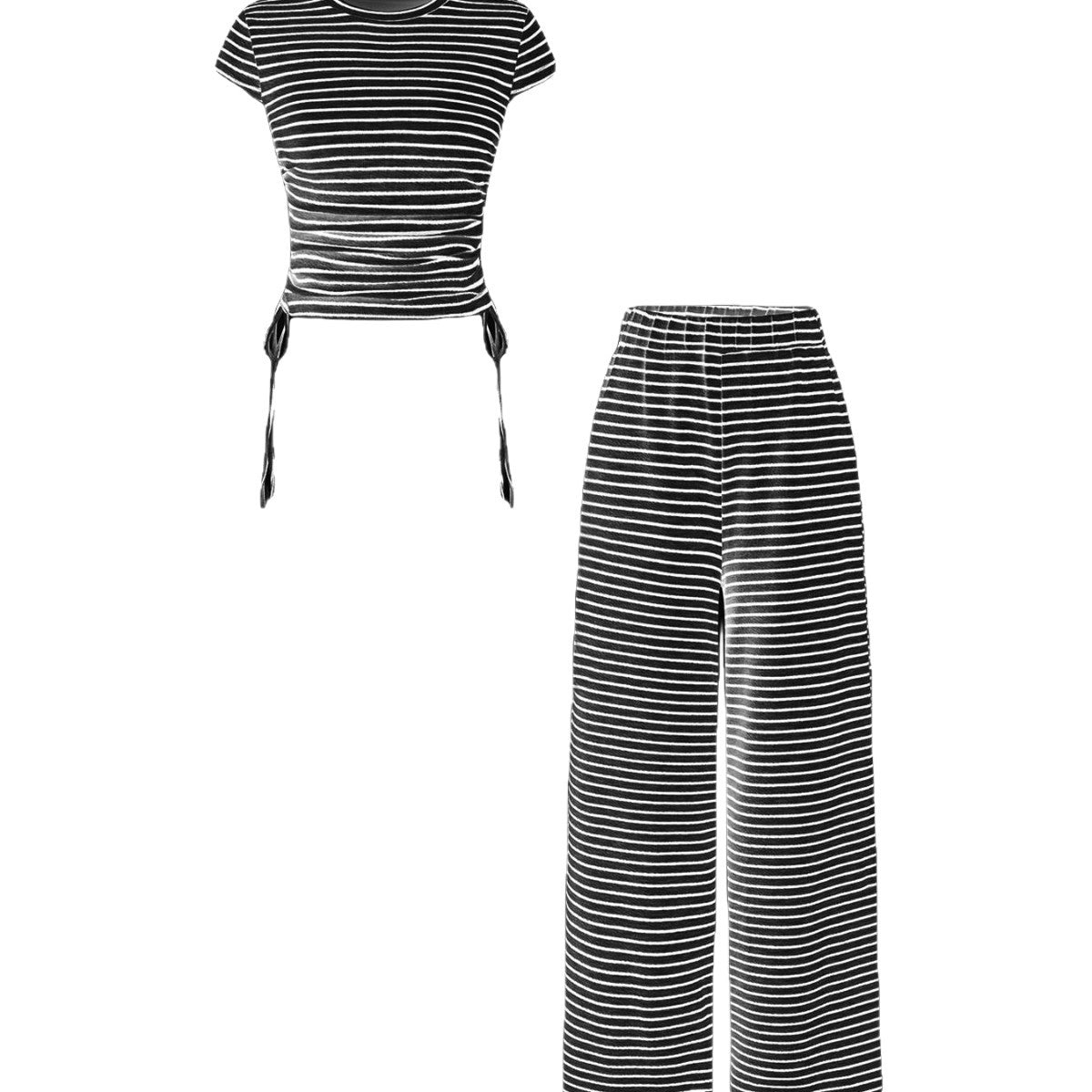 Striped High-Waisted Casual Pants Women's Suit
