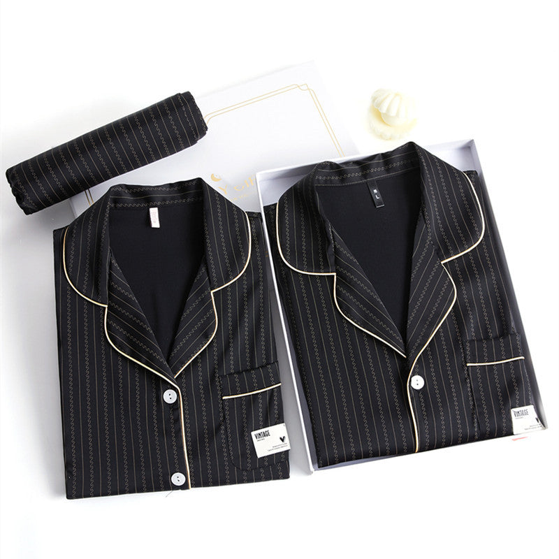 Striped ice silk pajamas