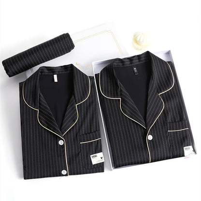 Striped ice silk pajamas