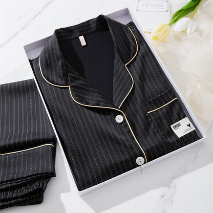 Striped ice silk pajamas