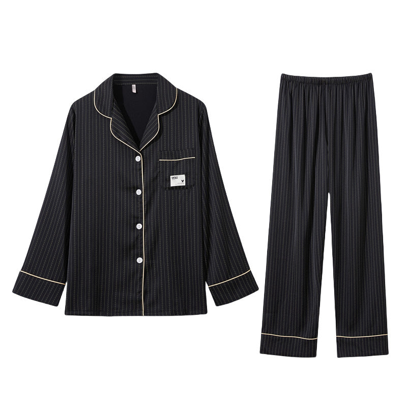 Striped ice silk pajamas