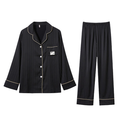 Striped ice silk pajamas