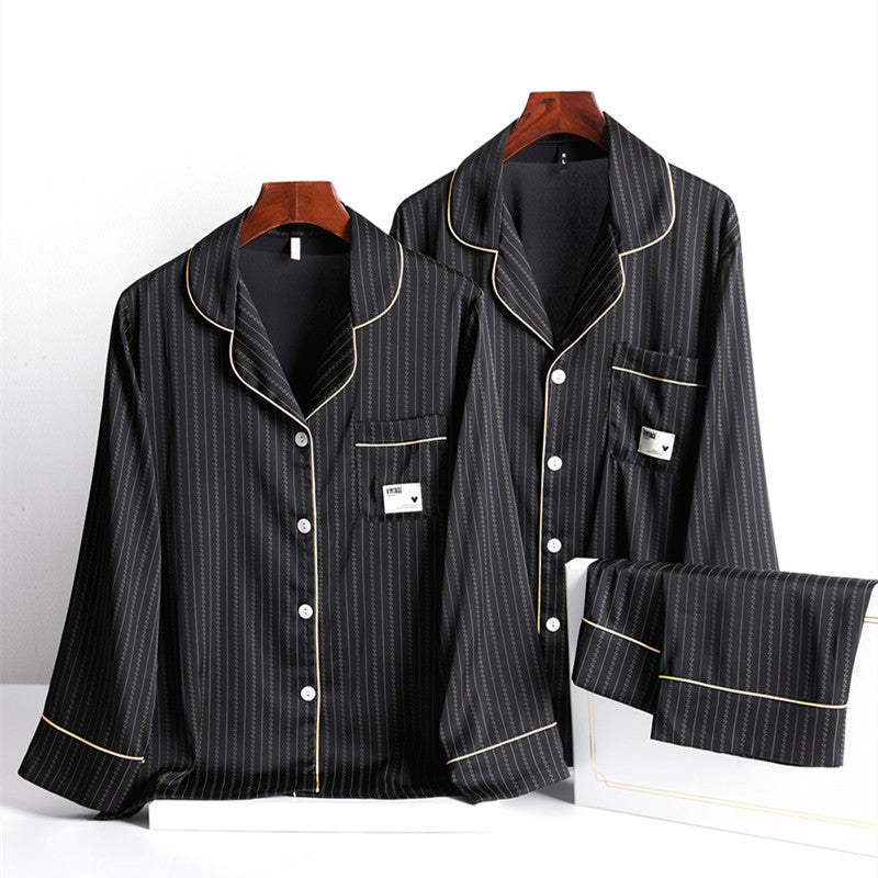Striped ice silk pajamas