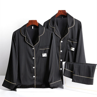 Striped ice silk pajamas