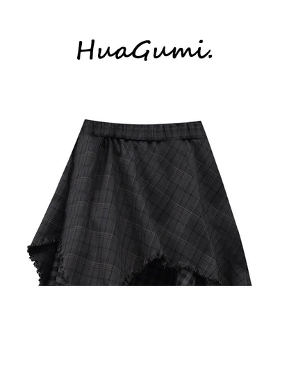Striped irregular half-length skirt