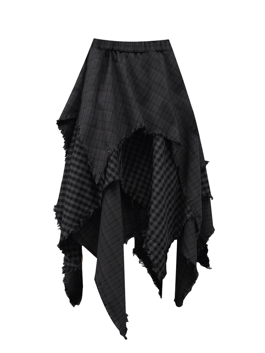 Striped irregular half-length skirt
